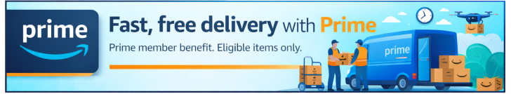 Amazon Prime banner with camping gear and 30-day free trial offer