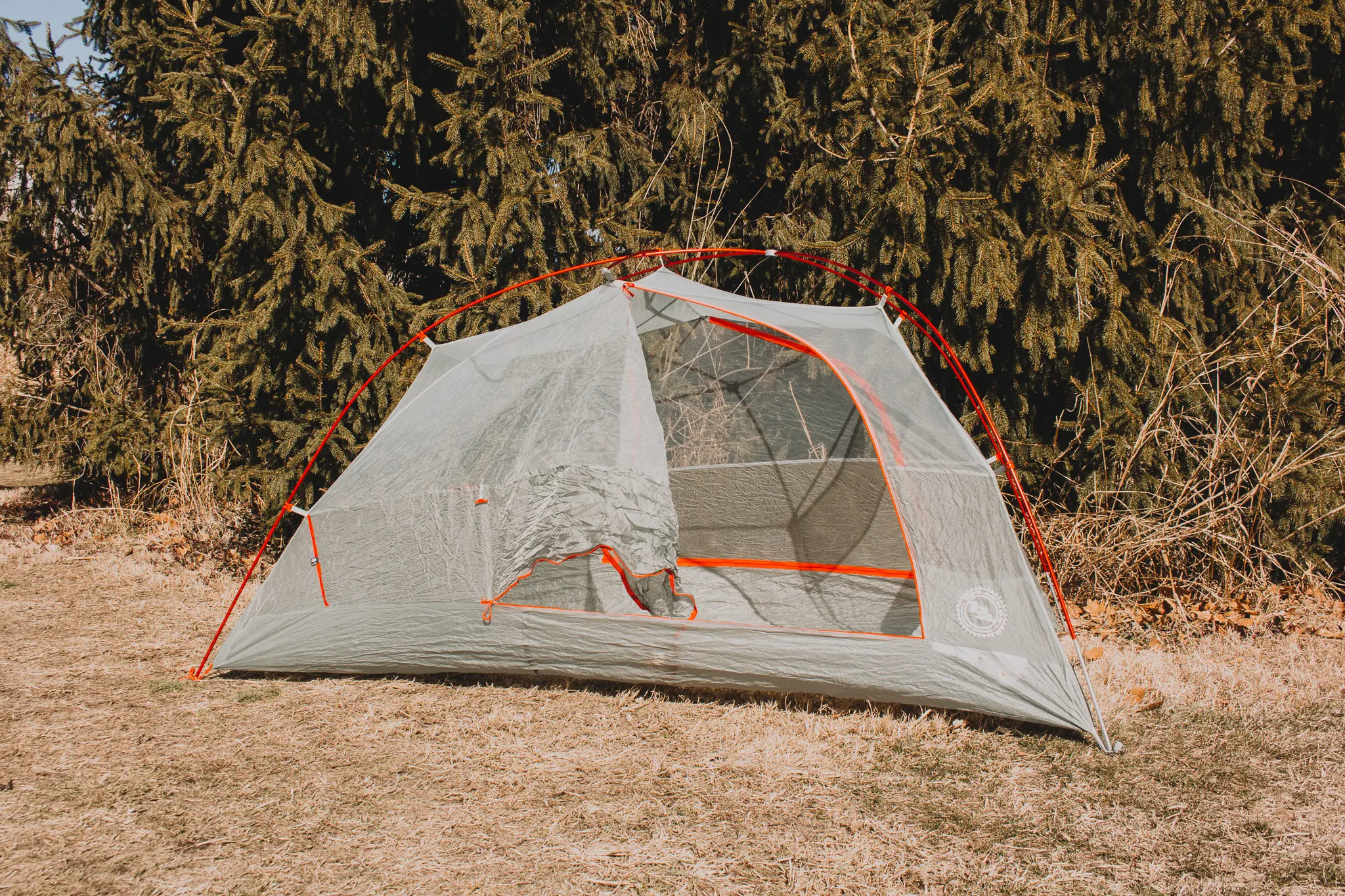 Big Agnes Copper Spur HV UL2 two-person ultralight tent set up outdoors